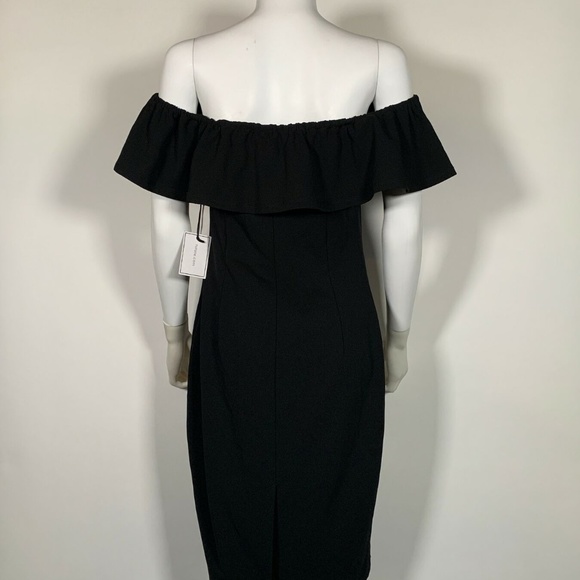 1 State Dress Black Ruffled Of Shoulders Sz 8 NEW - Picture 3 of 6